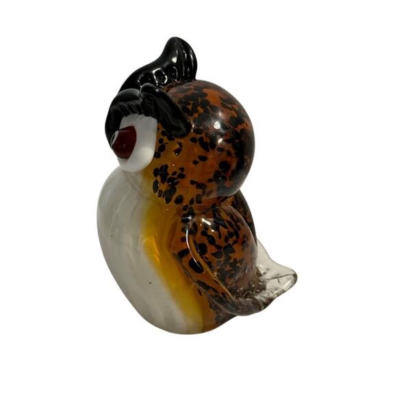 Murano Style Glass Owl Brown Paperweight Figurine 5.5" by 4" - Picture 3 of 6